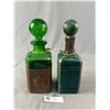 Image 2 : Pair of Antique Leather Encased Bottles - Made in Italy