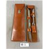 Image 1 : Rare German Kruius Solingen Carving Knife and Fork Set in Leather Travel Sheath