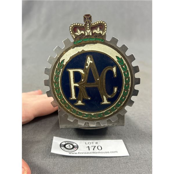 Rare Vintage Origianl Royal Automobile Club (RAC) License Pltae Topper w/Mounting Bracket