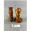 Image 2 : Fabulous Vintage Hand Carved Wood Logging Boot and Cowboy Boot - Signed D. Semenick