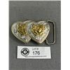 Image 1 : Vintage Two Tone Dual Heart Belt Buckle