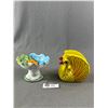 Image 1 : Vintage Colourful Pedestal Dish (Italy) and Terra Cotta Bird