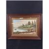 Image 1 : Original Antique Coastal Painting in Nice Antique Oak Frame