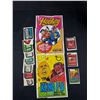 Image 1 : Lot of 11 Vintage Wacky Pack Stickers and Complete 8tb and 9th Series Checklist Cards (18 Cards)