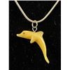 Image 2 : 925 Sterling Silver Chain w/ Hand Carved Ivory Dophin Pendant Necklace