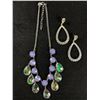 Image 1 : Nice Costume Jewelry Lot with Lavender Coloured Stone with Drop Crystal and Vintage Rhinestone Earri