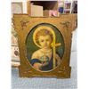 Image 2 : Beautiful Religious Lot included a Framed Certificate ( UnNamed) an Antique Victorian Picture of a Y