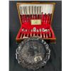 Image 1 : Vintage King's Plate Cutlery Set In Box and A Birks Silver Plated Tray with Box