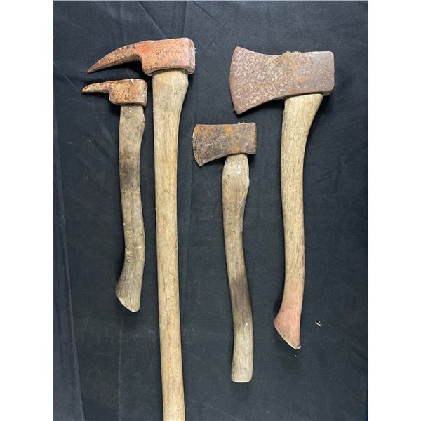 2 Vintage Axes 1 Big and 1 Small Plus 2 Log Driver's Pick 1 Big and 1 Small. NO SHIPPING
