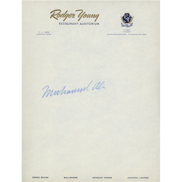 Muhammad Ali signed Rodger Young letterhead