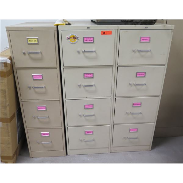 Qty 3 Metal 4-Drawer Filing Cabinets