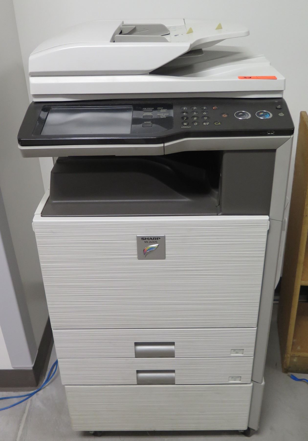 Sharp Drawer Sign Sharp MX-2600N Color Laser Copier Printer w/ Storage Drawers