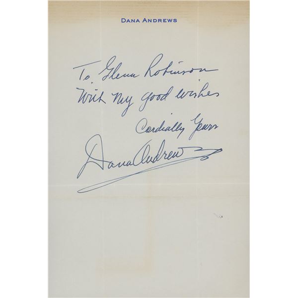 Dana Andrews signed letter