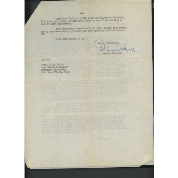Simon and Shuster founder Max  Schuster signed letter