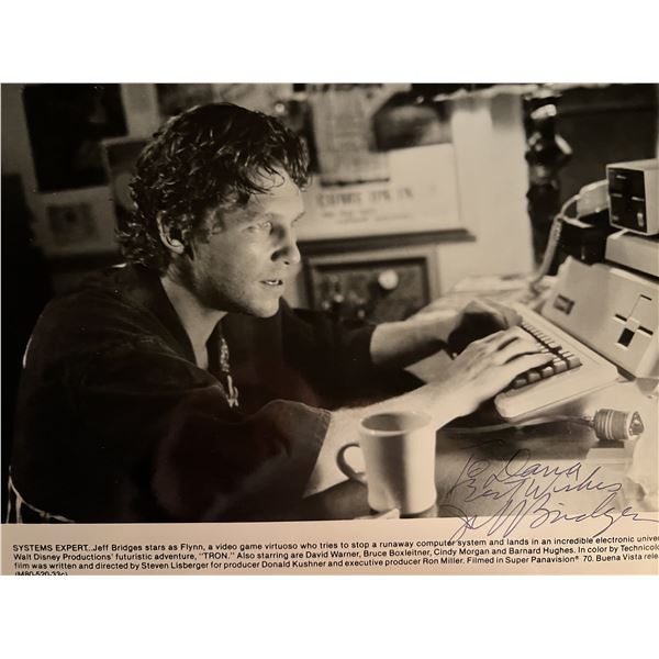 Jeff Bridges signed Tron movie photo