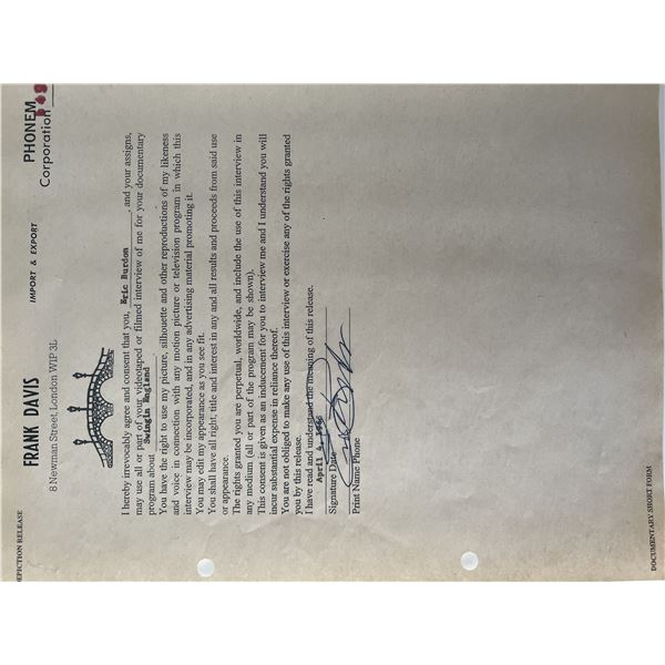 The Animals signed Frank Davis contract