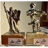Image 1 : JUDAICA BEN ZION STERLING SILVER MUSICIAN FIGURES ON MARBLE BASES CIRCA 1940'S