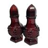 Image 1 : AVON Cape Cod Collection Ruby Red Salt & Pepper Shakers, both have a crack on the lid