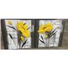 Image 1 : Artwork Yellow Flowers , TWO Canvases 26" x 26" each