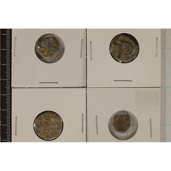 4 ANCIENT TO MEDIEVAL CLAY & LEAD MOLDED COIN SIZE