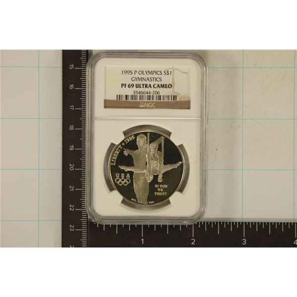 1995-P US OLYMPIC GYMNASTICS SILVER DOLLAR NGC