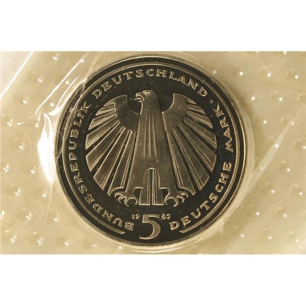 1985-G GERMAN PROOF 5 MARK IN ORIGINAL MINT