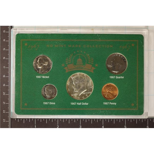 1967 NO MINT MARK UNC SET WITH 40% SILVER JFK HALF