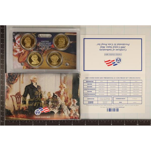 2008 US PRESIDENTIAL DOLLAR 4 COIN PF SET WITH BOX