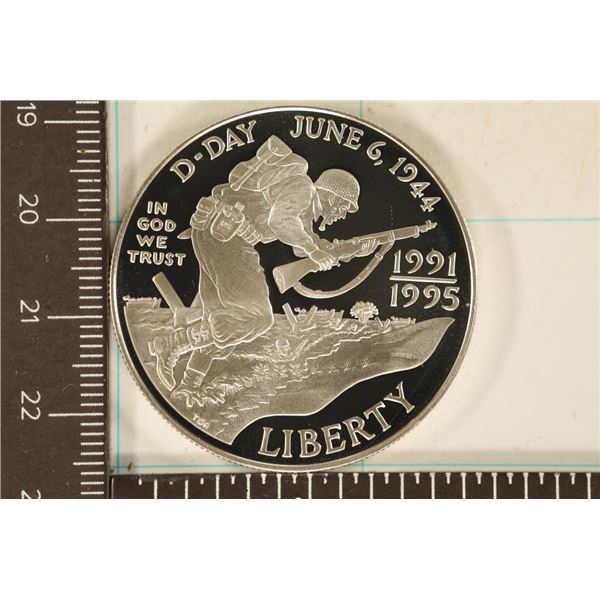 1995-W US PROOF SILVER DOLLAR WWII D-DAY