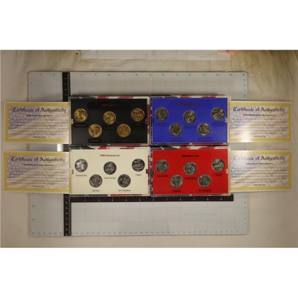 4 US STATE QUARTER SETS IN BOXES WITH CERTIFICATES