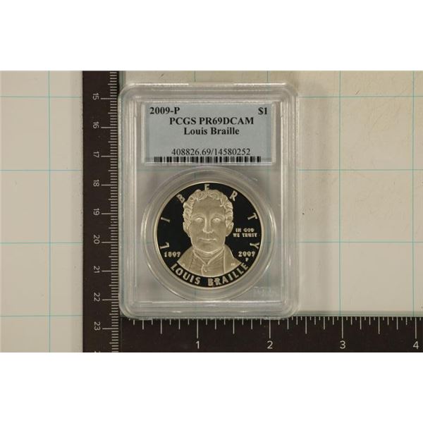 2009-P LOUIS BRAILLE US SILVER DOLLAR PCGS PR69