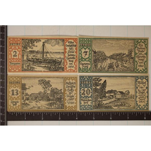 4-GERMAM 50 PFENNIGS NOTGELDS, 3 CU & 1 WITH