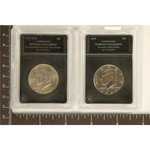 1976 & 2000 KENNEDY HALF DOLLARS BOTH BU