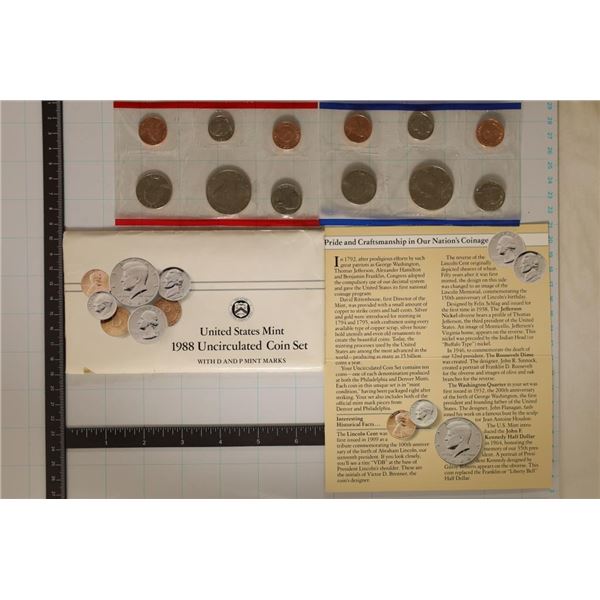 1988 US MINT SET (UNC) P/D (WITH ENVELOPE) WITH