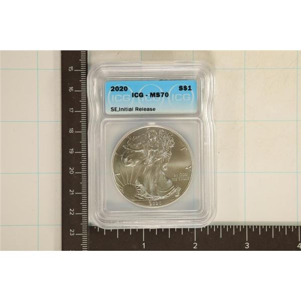 2020 1 OZ. SILVER AMERICAN SILVER EAGLE ICG MS70