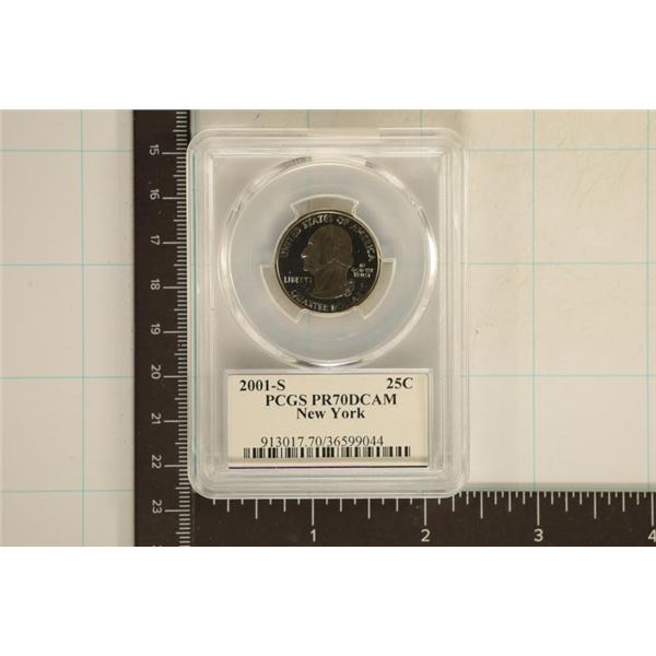2001-S NEW YORK QUARTER PCGS PR70 DCAM