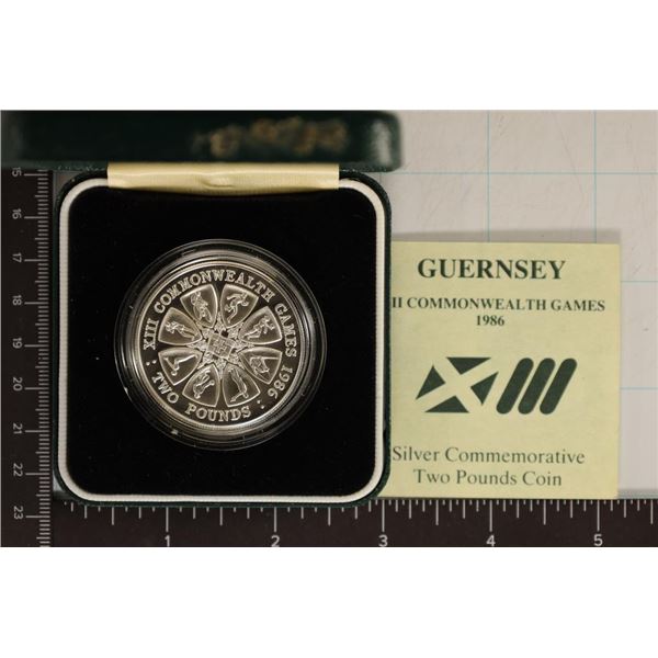 1986 BAILIWICK OF GUERNSEY SILVER PF 2 POUND