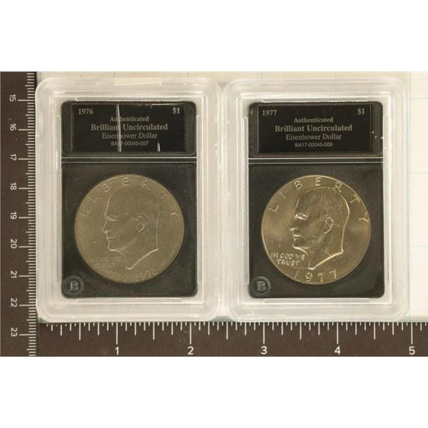 1976 & 1977 IKE DOLLARS BOTH ARE BRILLIANT UNC