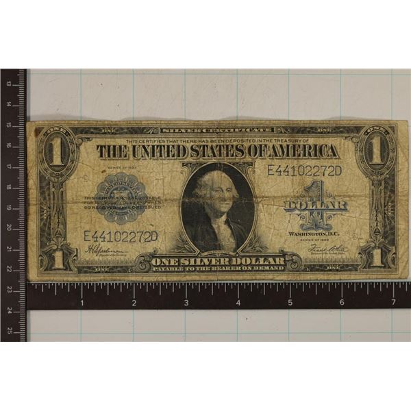1923 US $1 LARGE SIZE $1 SILVER CERTIFICATE BLUE
