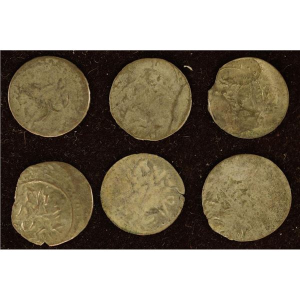 6 SILVER DIME SIZED OTTOMAN EMPIRE PARA COINS: