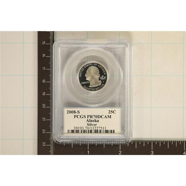 2008-S ALASKA SILVER QUARTER PCGS PR70 DCAM