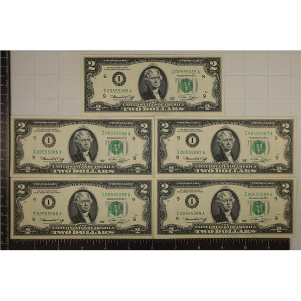 5-1976 CU WITH CONSECUTIVE SERIAL NUMBERS US $2