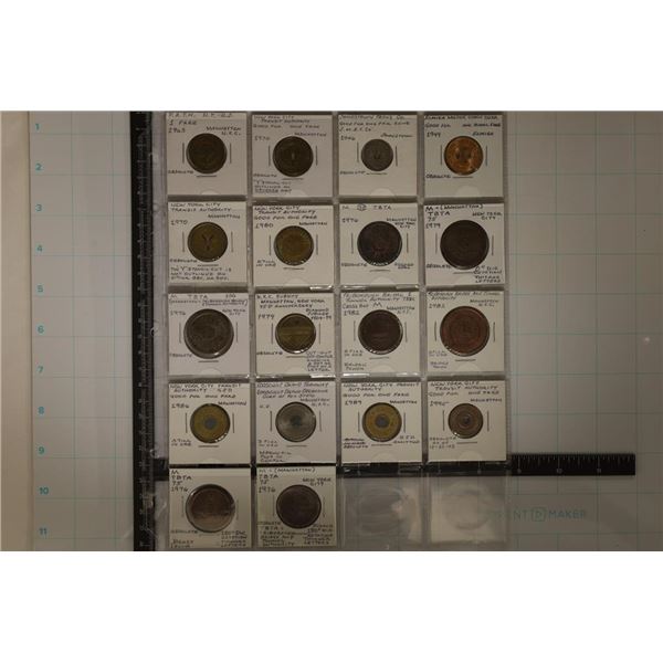 18 NEW YORK CITY & OTHER TRANSPORTATION TOKENS: