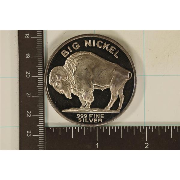 2 TROY OZ. .999 FINE SILVER "THE BIG NICKEL" ON
