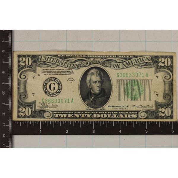 1934-A US $20 FRN GREEN SEAL NOTE