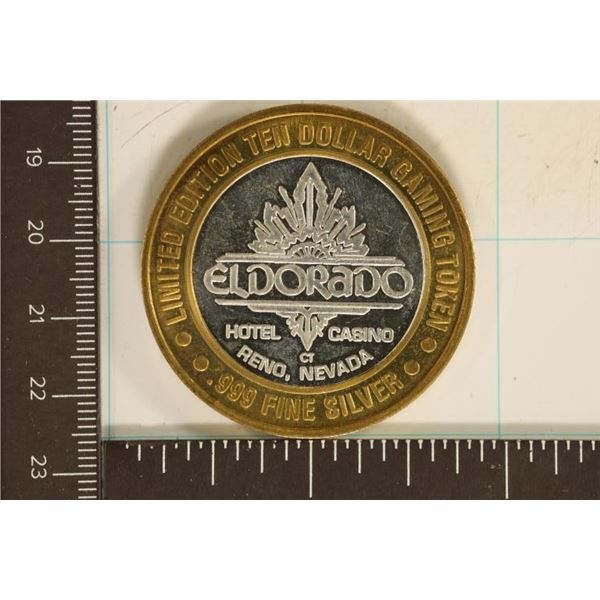 CASINO $10 SILVER TOKEN (UNC) ELDORADO HOTEL