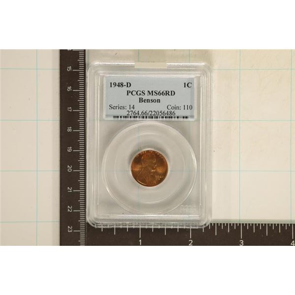 1948-D LINCOLN WHEAT CENT PCGS MS66RD BENSON