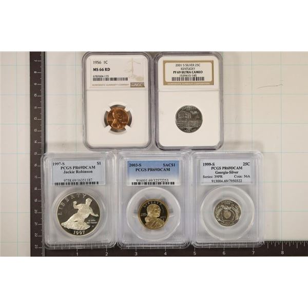 NICE LOT OF 5 US SLABBED COINS: 1997-S JACKIE