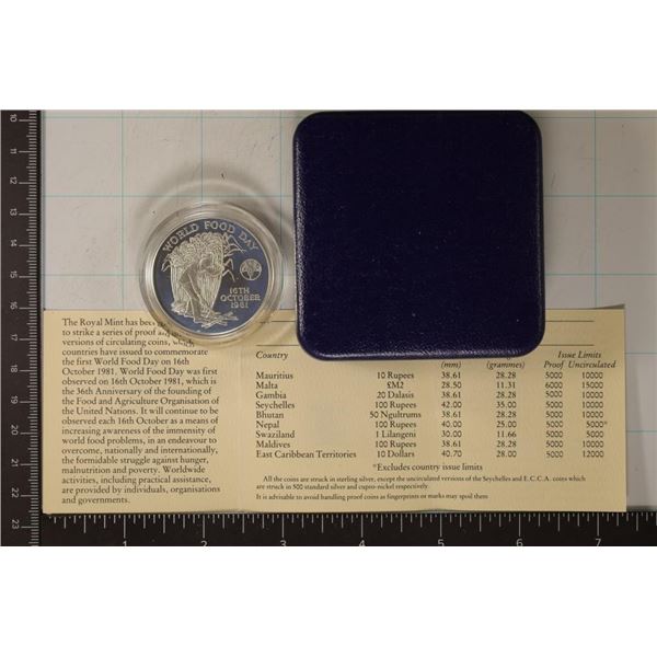 1981 MAURITIUS SILVER PROOF 10 RUPEE COIN "WORLD