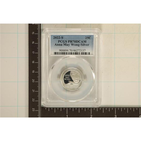 2022-S ANNA MAY WONG SILVER QUARTER PCGS PR70